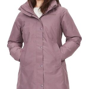NWOT Marmot Women's Chelsea 700 Down Fill Coat with Hood in Hazy Purple